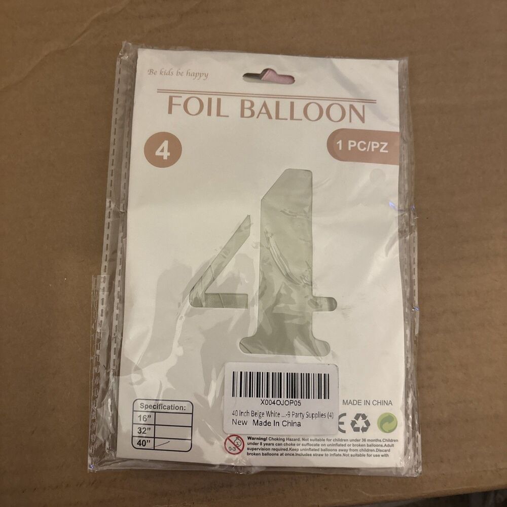 #4 Foil Balloon Silver 40”